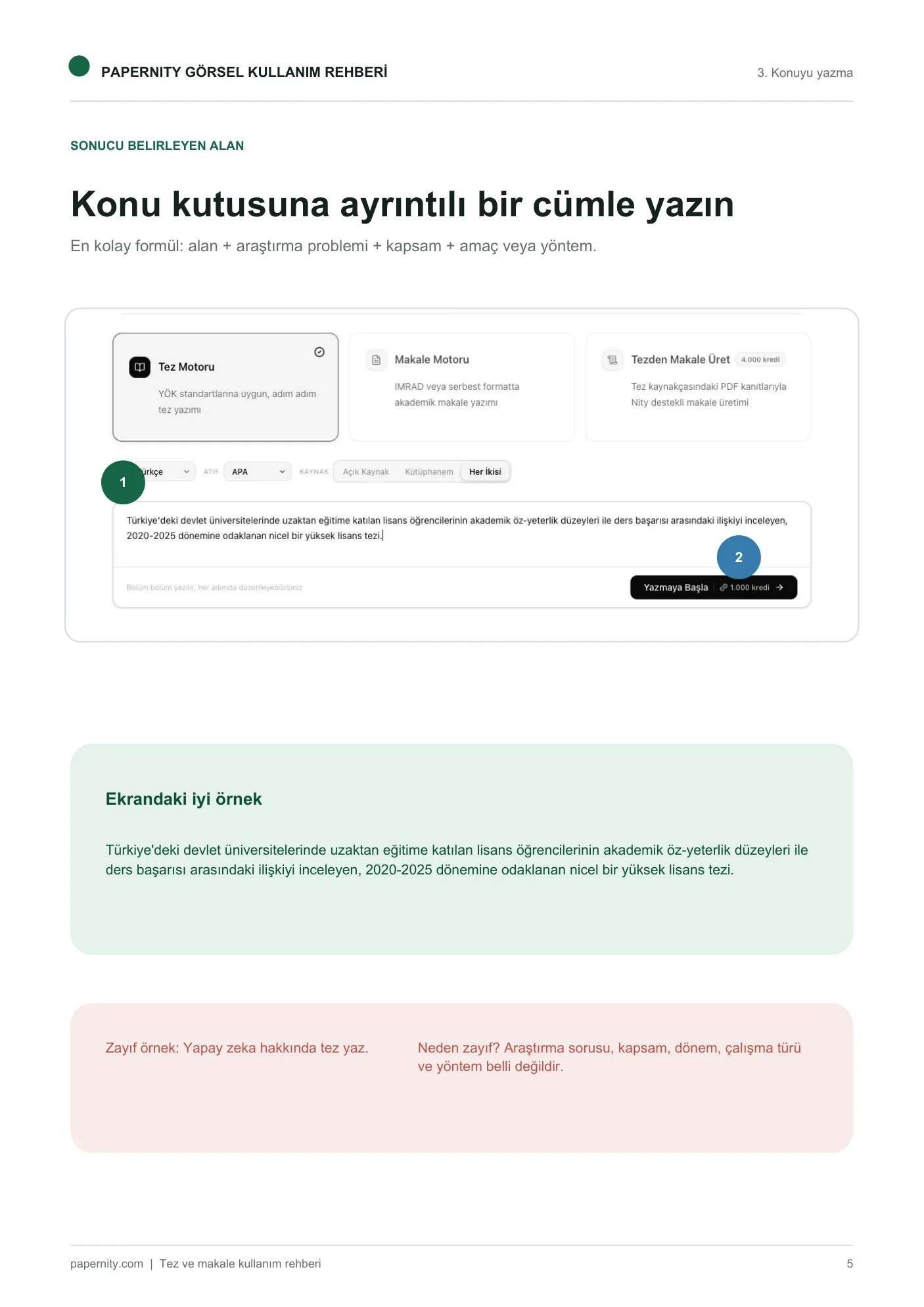 Papernity tez ve makale bölümü yazma rehberi, sayfa 5