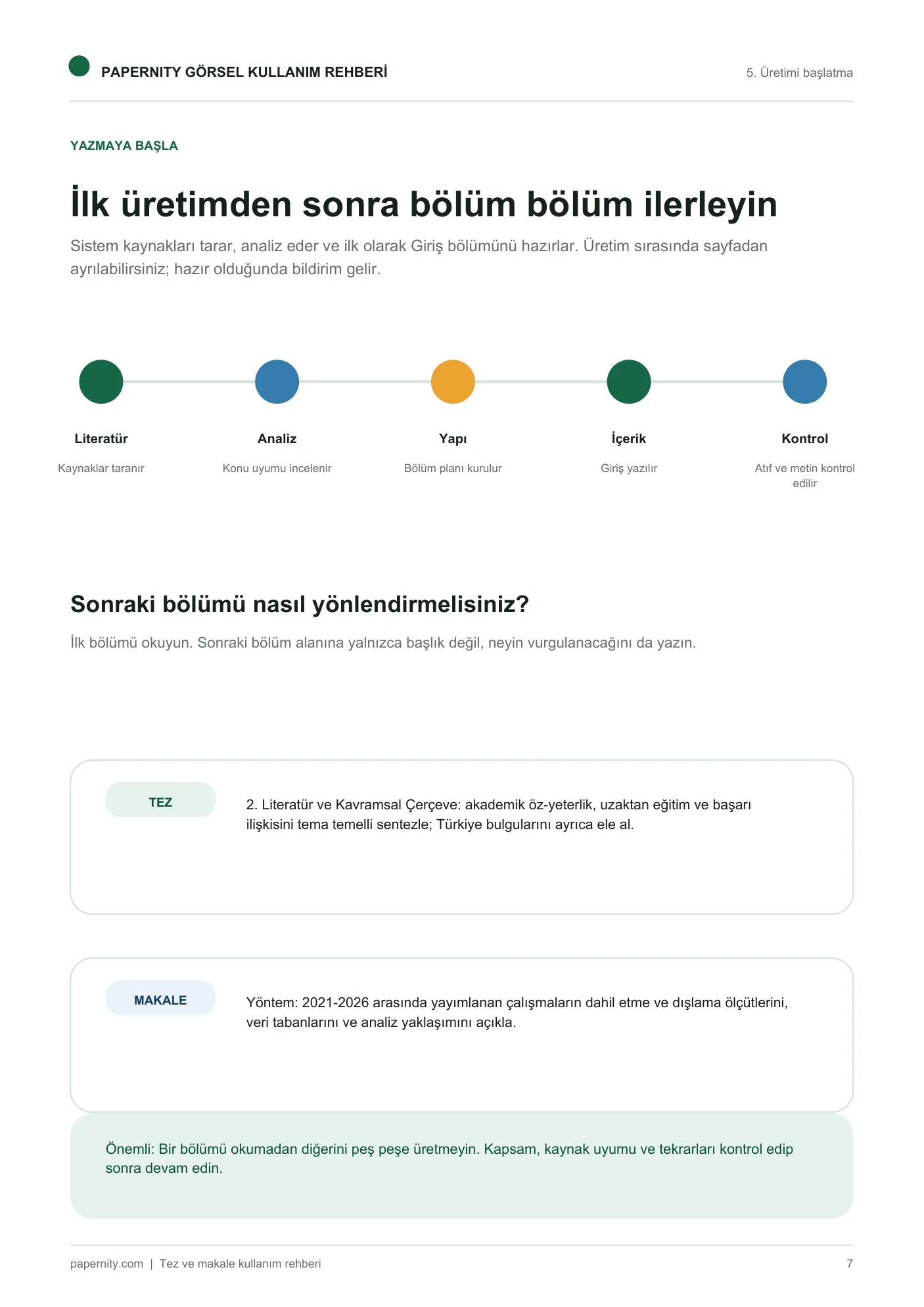 Papernity tez ve makale bölümü yazma rehberi, sayfa 7
