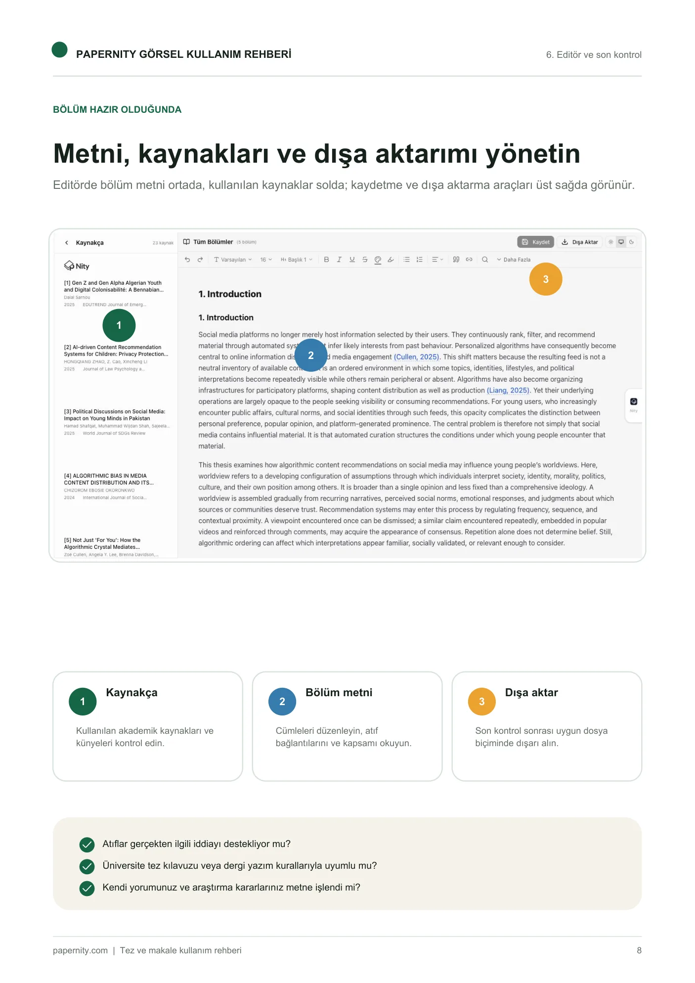 Papernity tez ve makale bölümü yazma rehberi, sayfa 8